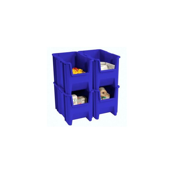 Quantum Storage Systems Hang & Stack Storage Bin, Blue, 4 PK QGH600BL - main